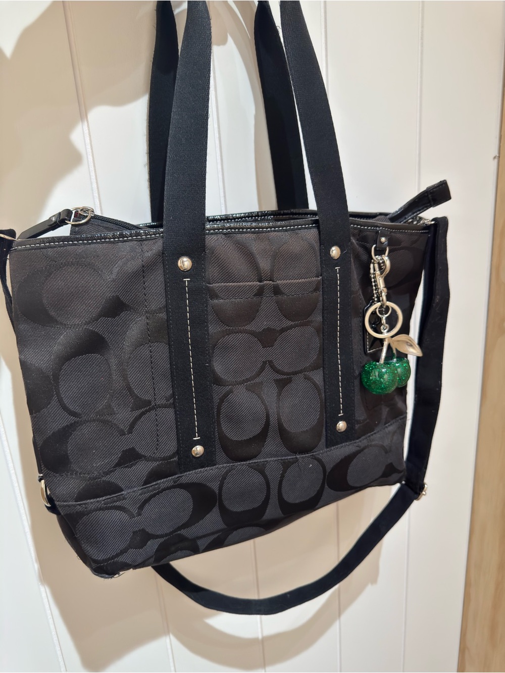 Coach Black Signature Jacquard Shoulder Tote